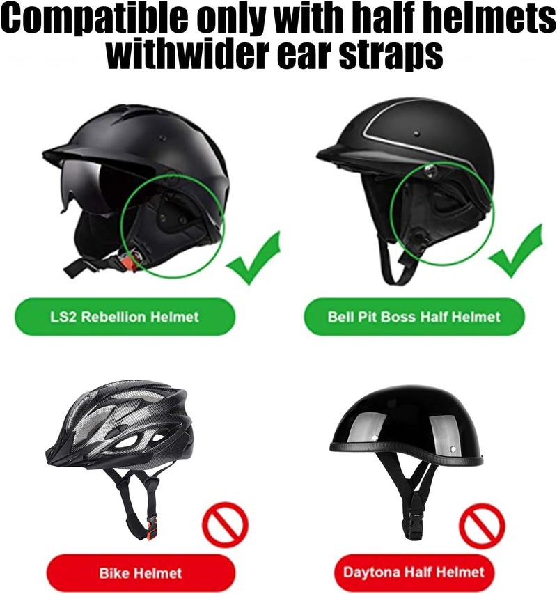 NICENEEDED 2 Pcs Black Half Helmet Ear Pads for Motorcycle, Helmet Wind Blocker Ear Warmer for Audible Riding, Full Coverage Muffs Ears Protection Cover for Biking and Cycling - Image 4